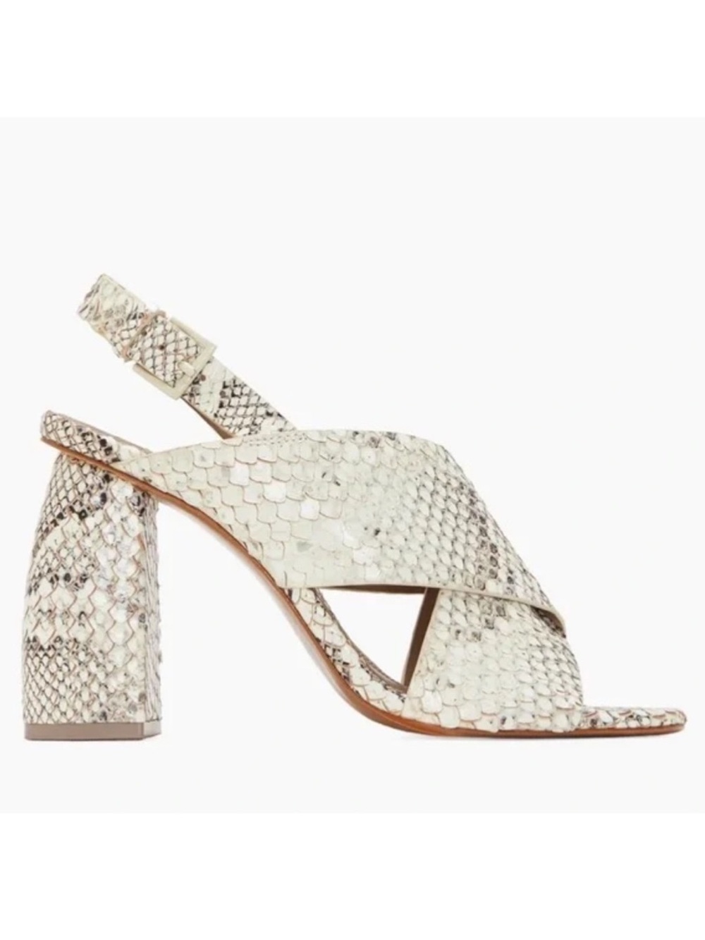Mercedes Castillo Hae Leather  Snakeskin Sculpted Block Heel Sandal 8